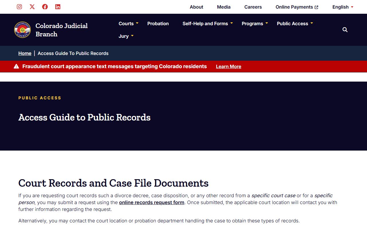 Colorado court records access guide for Larimer County arrest cases